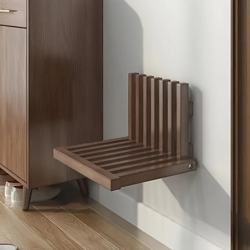 Vintage-Style Solid Wood Wall-Mounted Folding Chair TJR9F2X