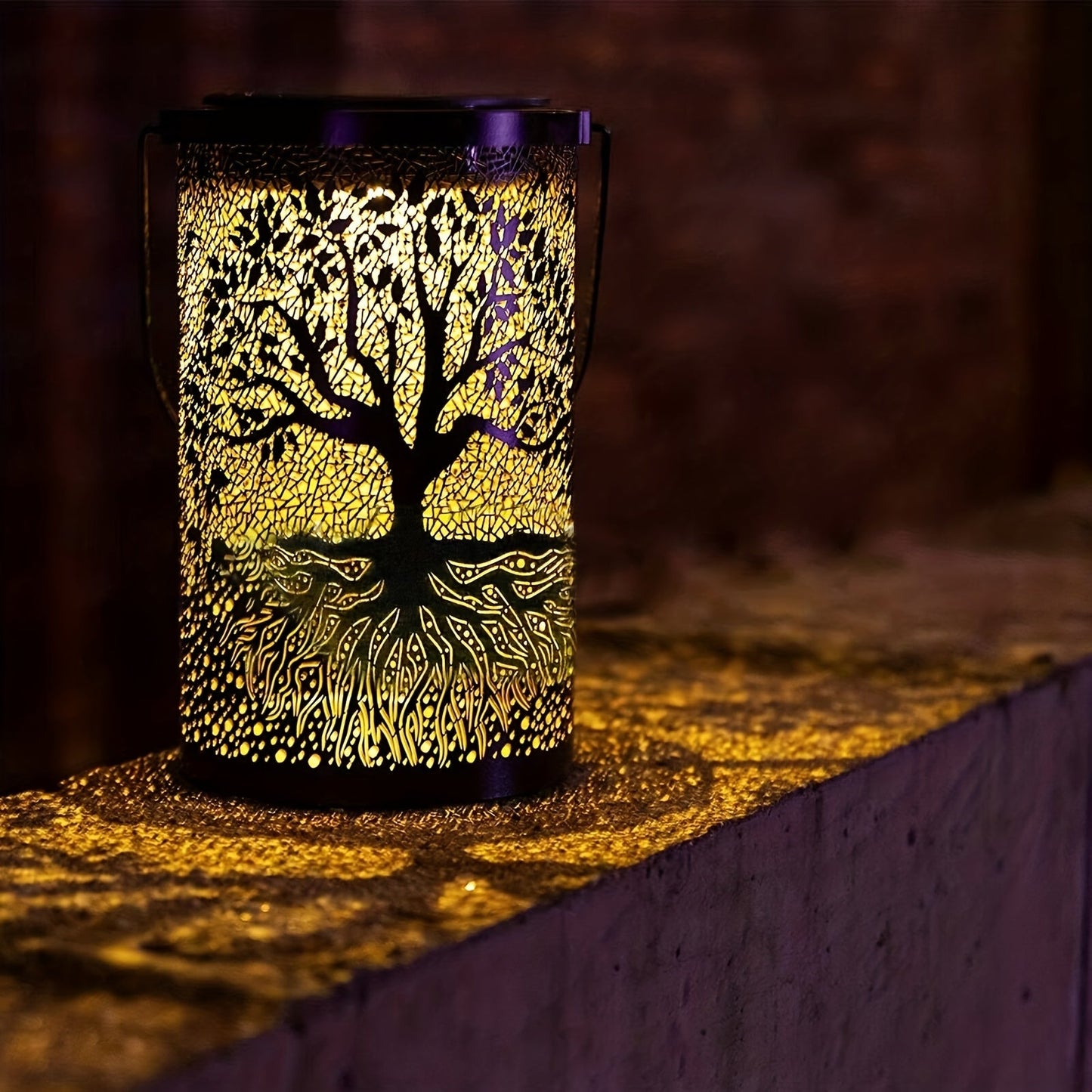 Vintage Metal Solar Lantern  LED Tree  Leaf Design-KSM1