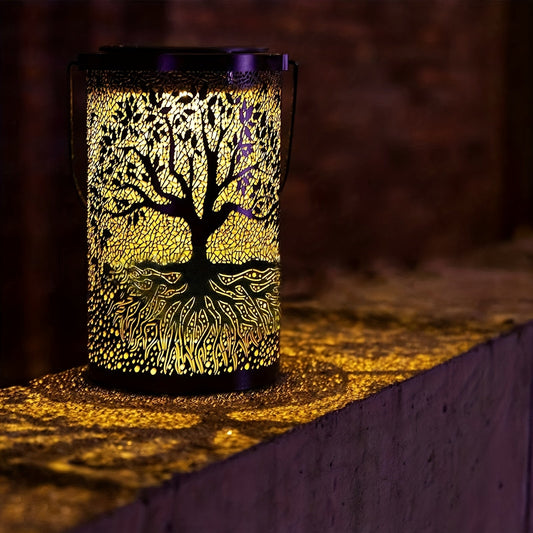 Vintage Metal Solar Lantern  LED Tree  Leaf Design-KSM1