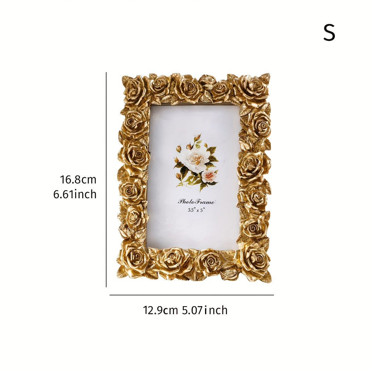 Vintage Golden Rose Lace Photo Frame - V2MD