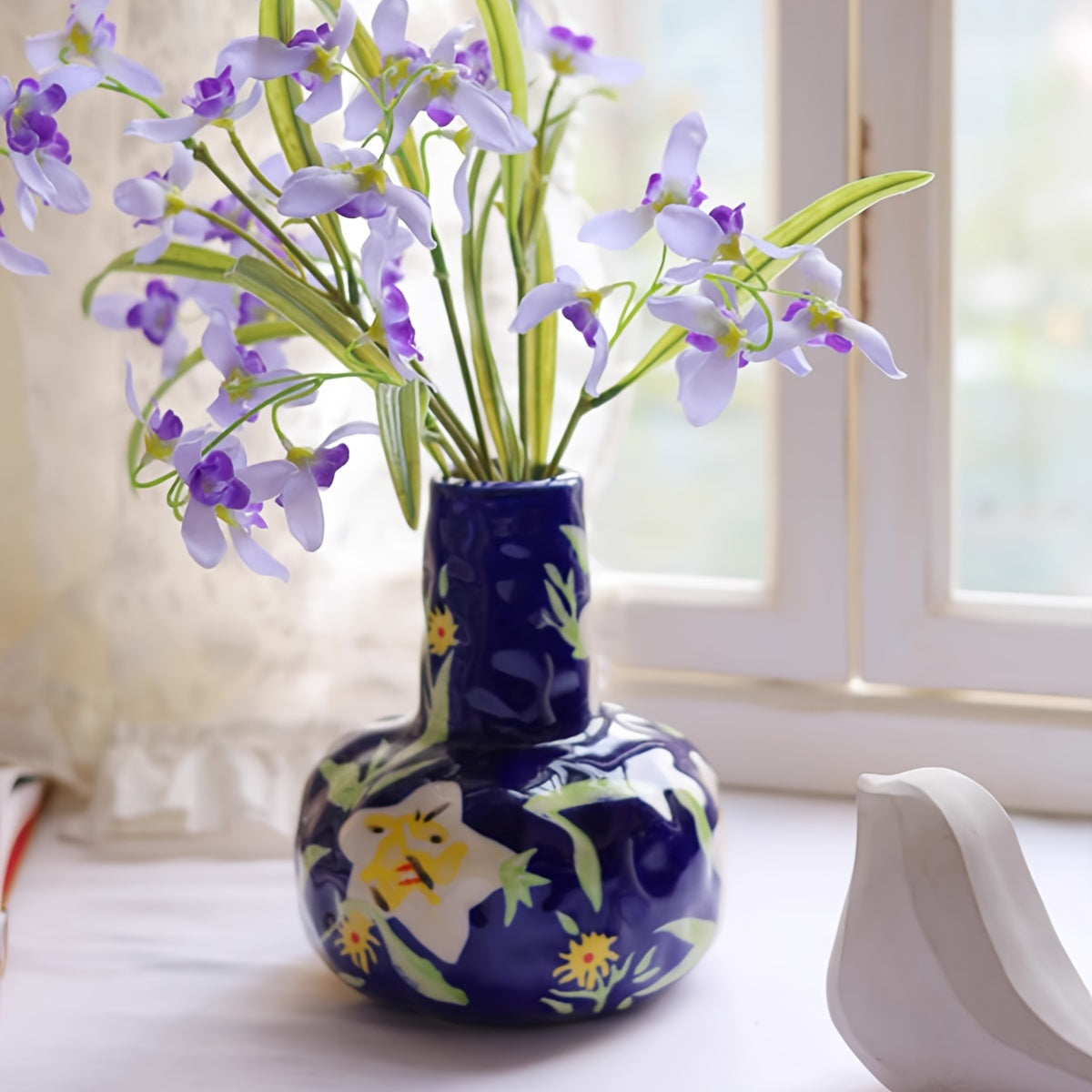 Vintage Floral Ceramic Vase - D2EC