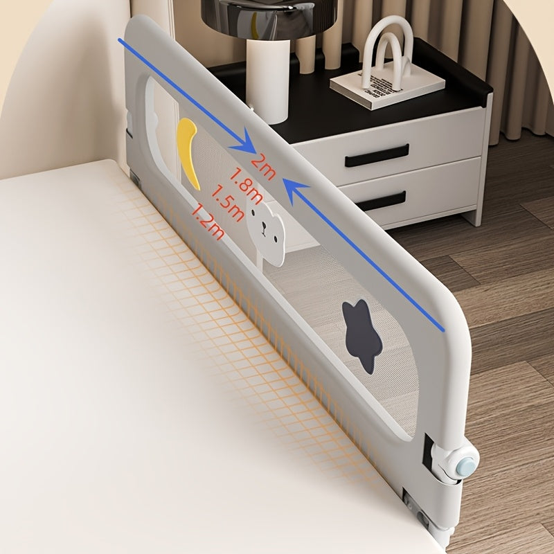 Gray Foldable Bed Guardrail  AntiFall Bumper for QueenFull Beds-L7TP