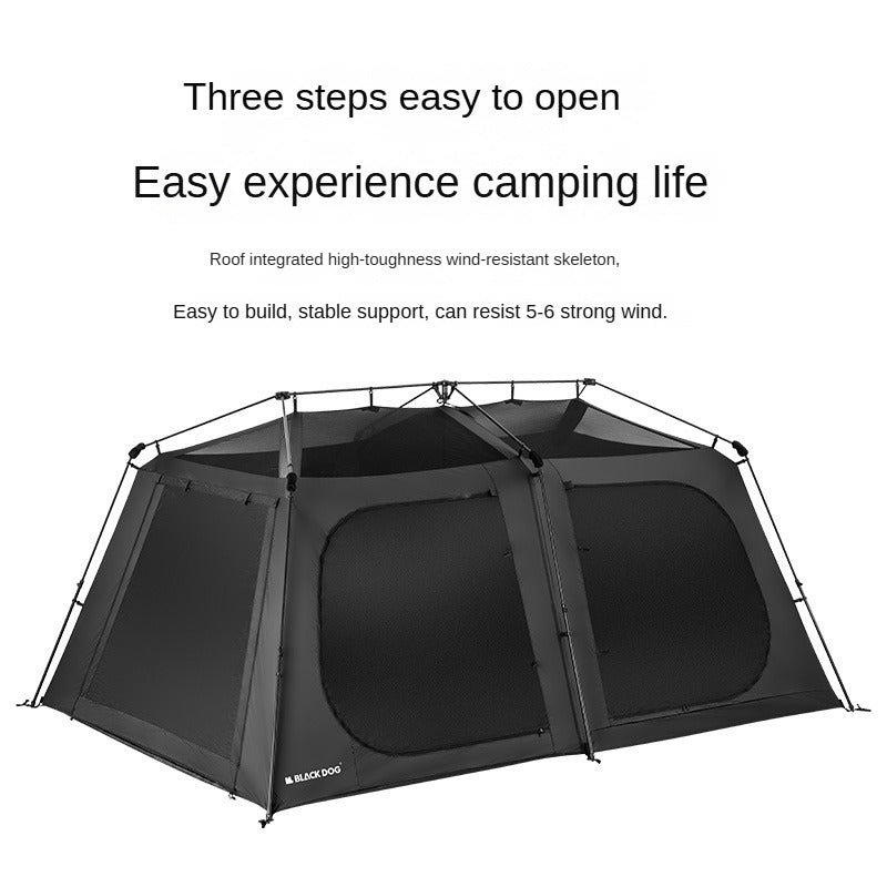 BLACKDOG STAR CHASE Cinema Automatic Cabin Tent Black Fast Build Tent Large 13m² Space for 5-8 Persons Family 2 Bedroom 4 Hall With Projection Screen