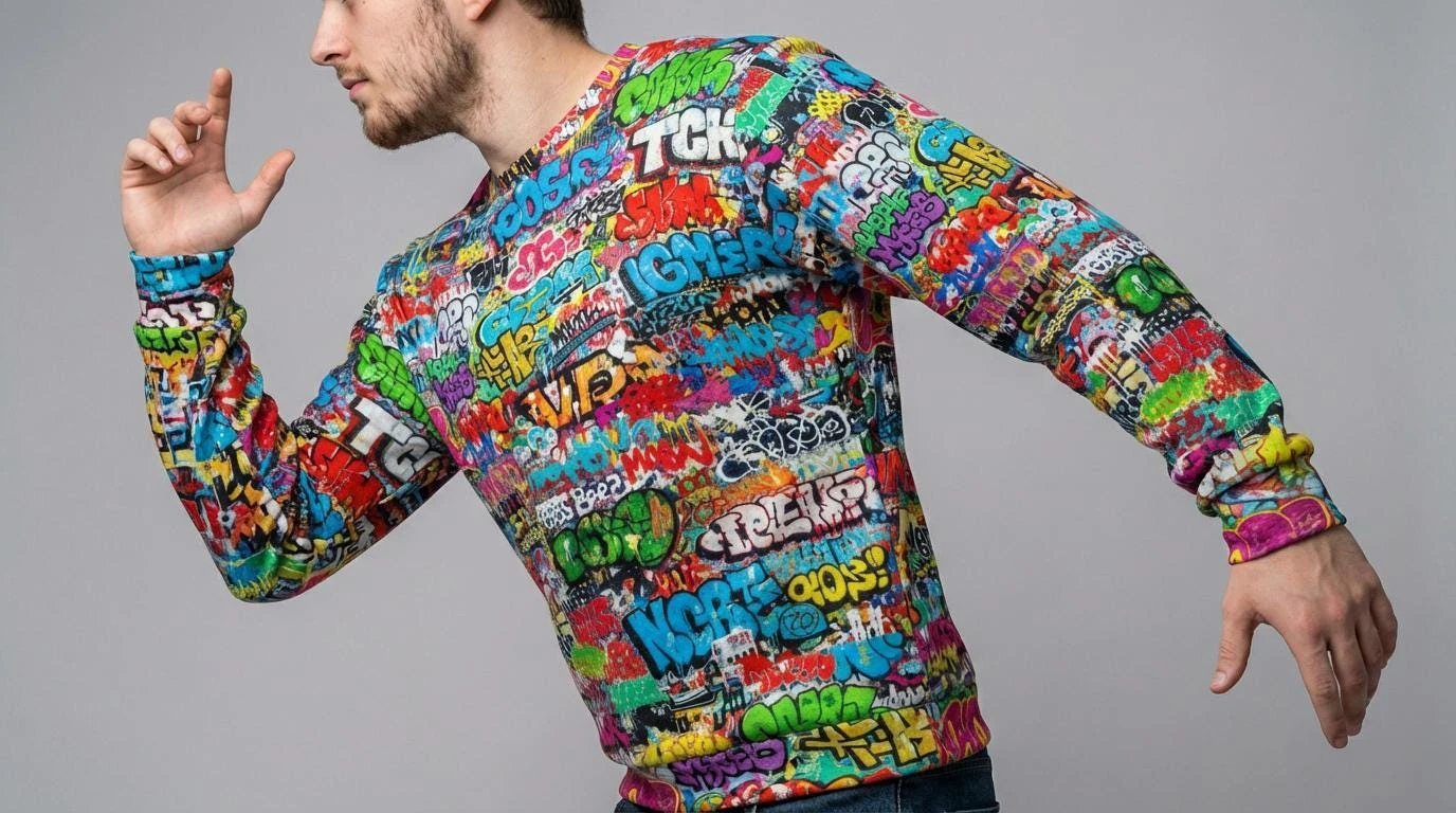 OG Graffiti Tag AOP Crewneck Sweatshirt for Hip-Hop Streetwear Collectors — Vibrant All-Over Print Cotton Unisex Statement Top