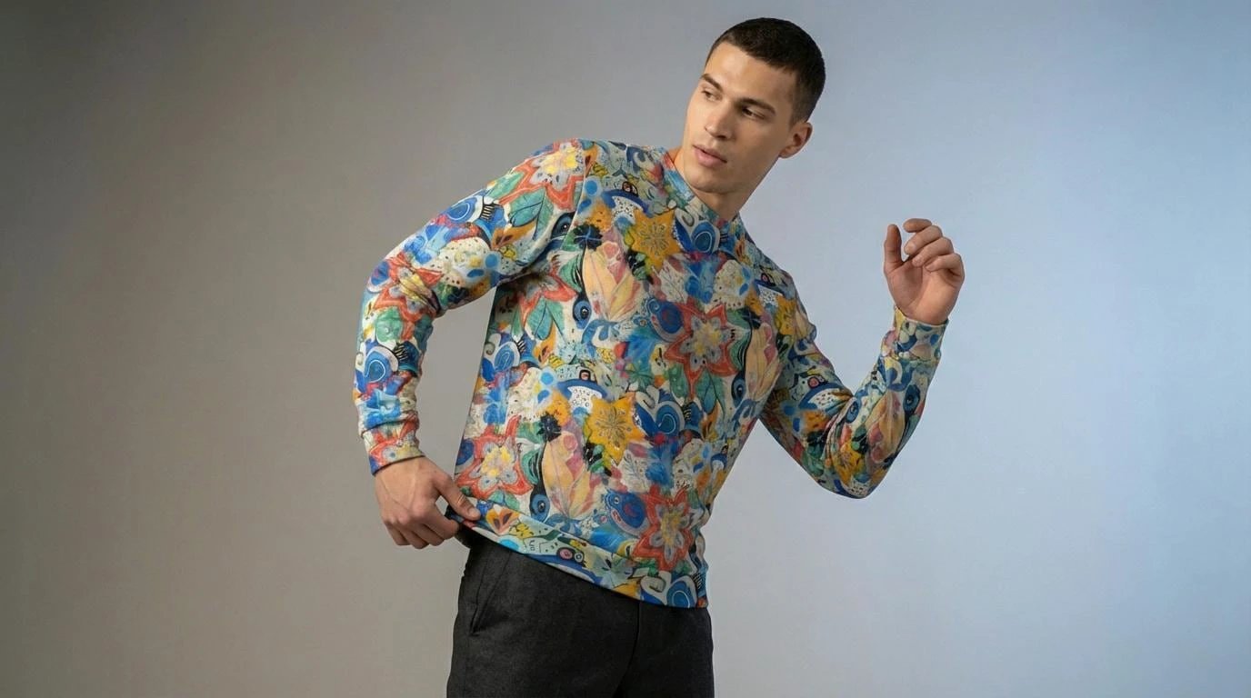 Floral Fusion Maximalist Crewneck for Dopamine-Dressing Streetwear Heads — 310gsm Cotton AOP, Psychedelic Eye Floral Collage