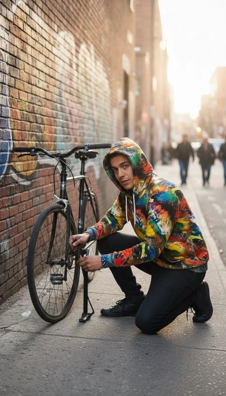 Vibrant Water Splash Hoodie – Psychedelic Fluid Art Pullover