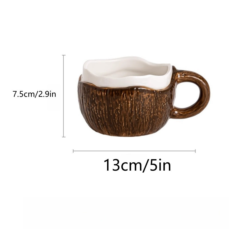 Vintage Hand-Pinched Coconut Shell Design Coffee Mug- HMT15CD
