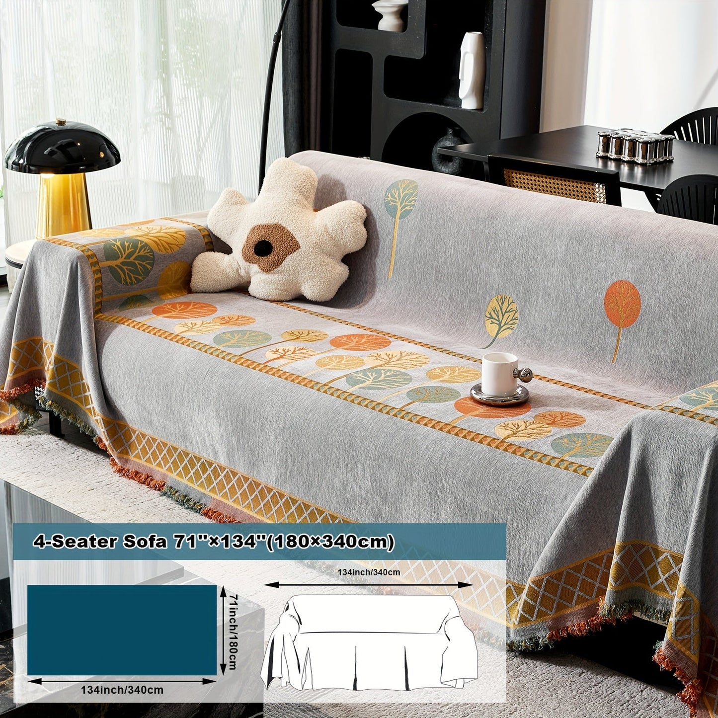 Bohemian Leaf Chenille Sofa Cover-6JTD