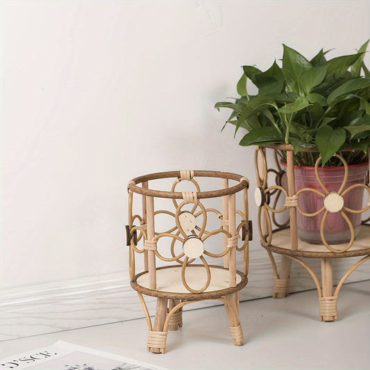 Modern Handcrafted Woven Rattan Planter Stand - CI2K