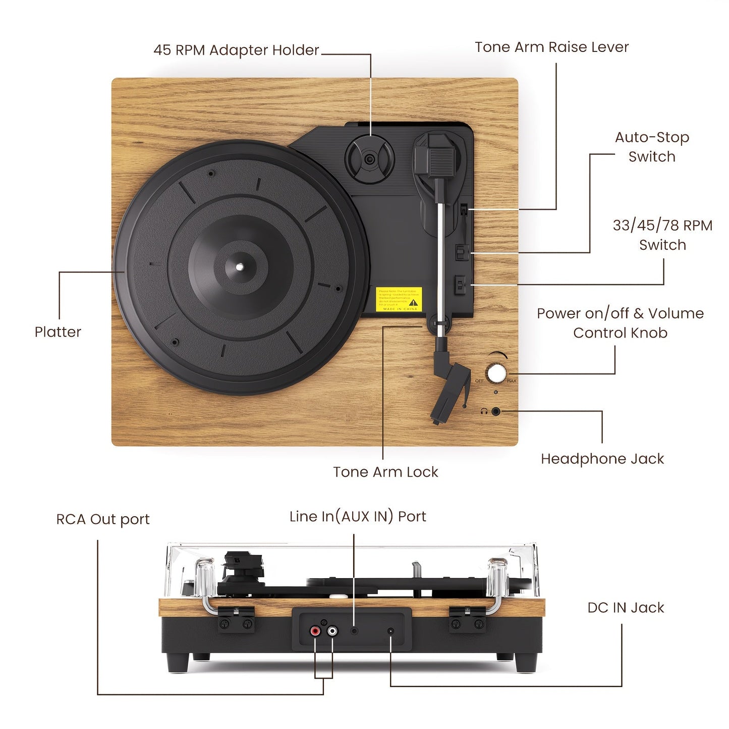 EUMAIO E200 Turntable Record Player- HMT17RP