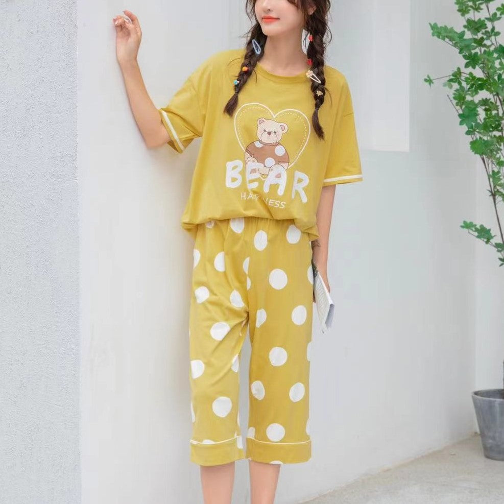 Oversized Happiness Bear Graphic Tee Pajamas #72139