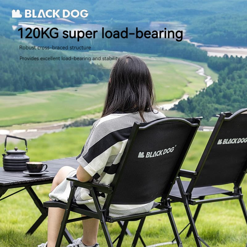 BLACKDOG Folding Kermit Chair Portable Lightweight Armchair Backrest Seat Load Bearing Up to 120kg 600D Oxford Cloth