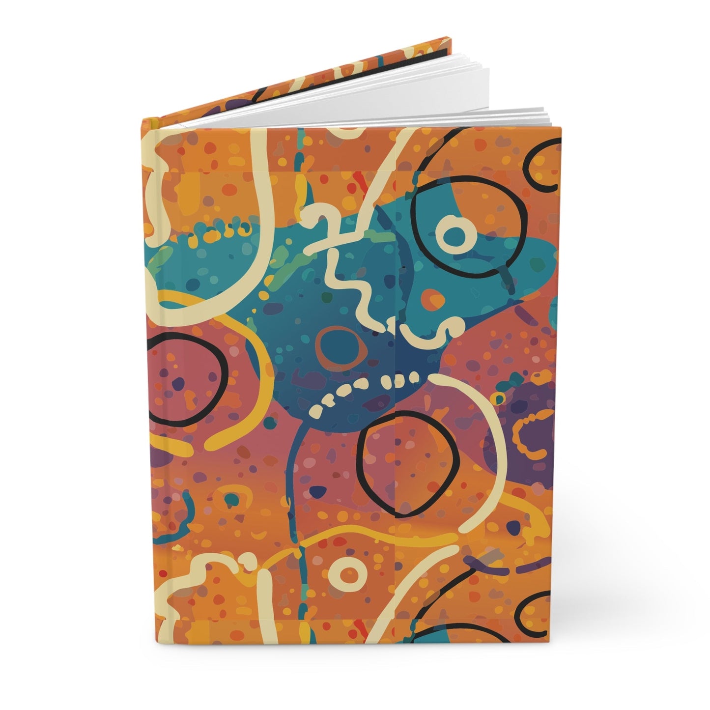 Abstract Colorful Faces Hardcover Journal — Artistic Gratitude Notebook