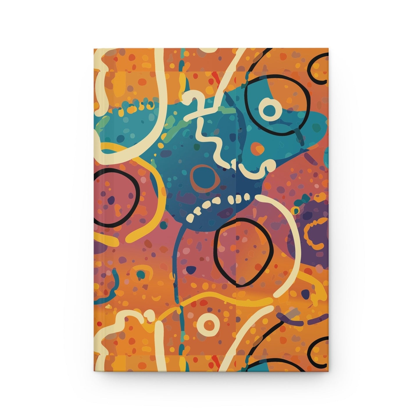 Abstract Colorful Faces Hardcover Journal — Artistic Gratitude Notebook