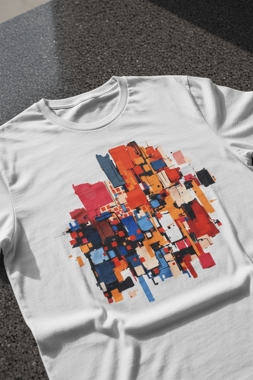 Garment-Dyed Art Tee for the Chronically Self-Expressive — Abstract Geometric AOP T-Shirt, Ring-Spun Cotton Statement, Wearable Art Streetwear