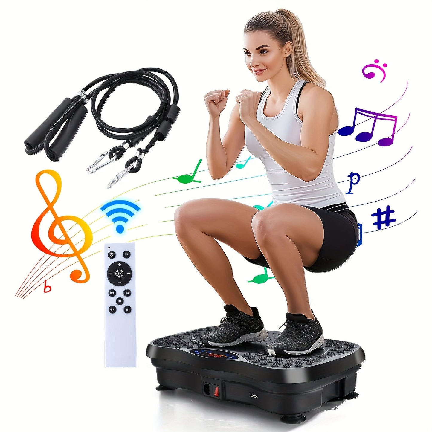 SORUDEL Full Body Vibration Board with Resistance Bands TJR3M9S