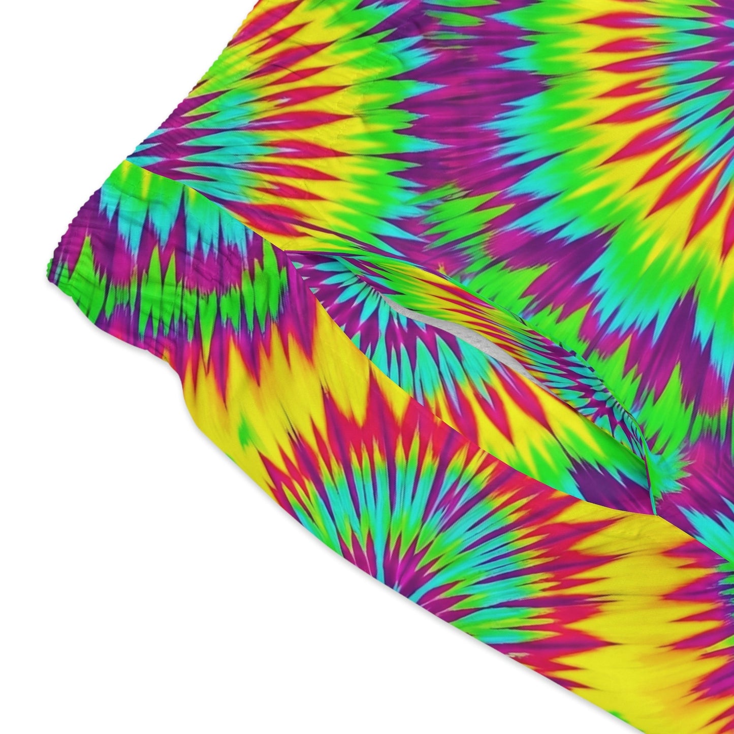 Acid Lime Tie-Dye Swim Trunks — Citrus Spiral AOP Quick-Dry Shorts for Pool Rave Season