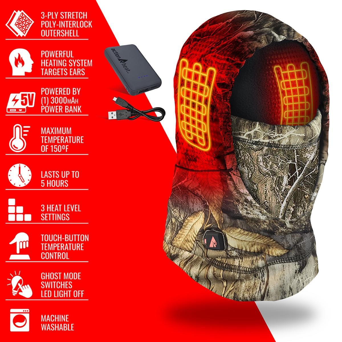 ActionHeat 5V Battery Heated Hunting Fleece Balaclava