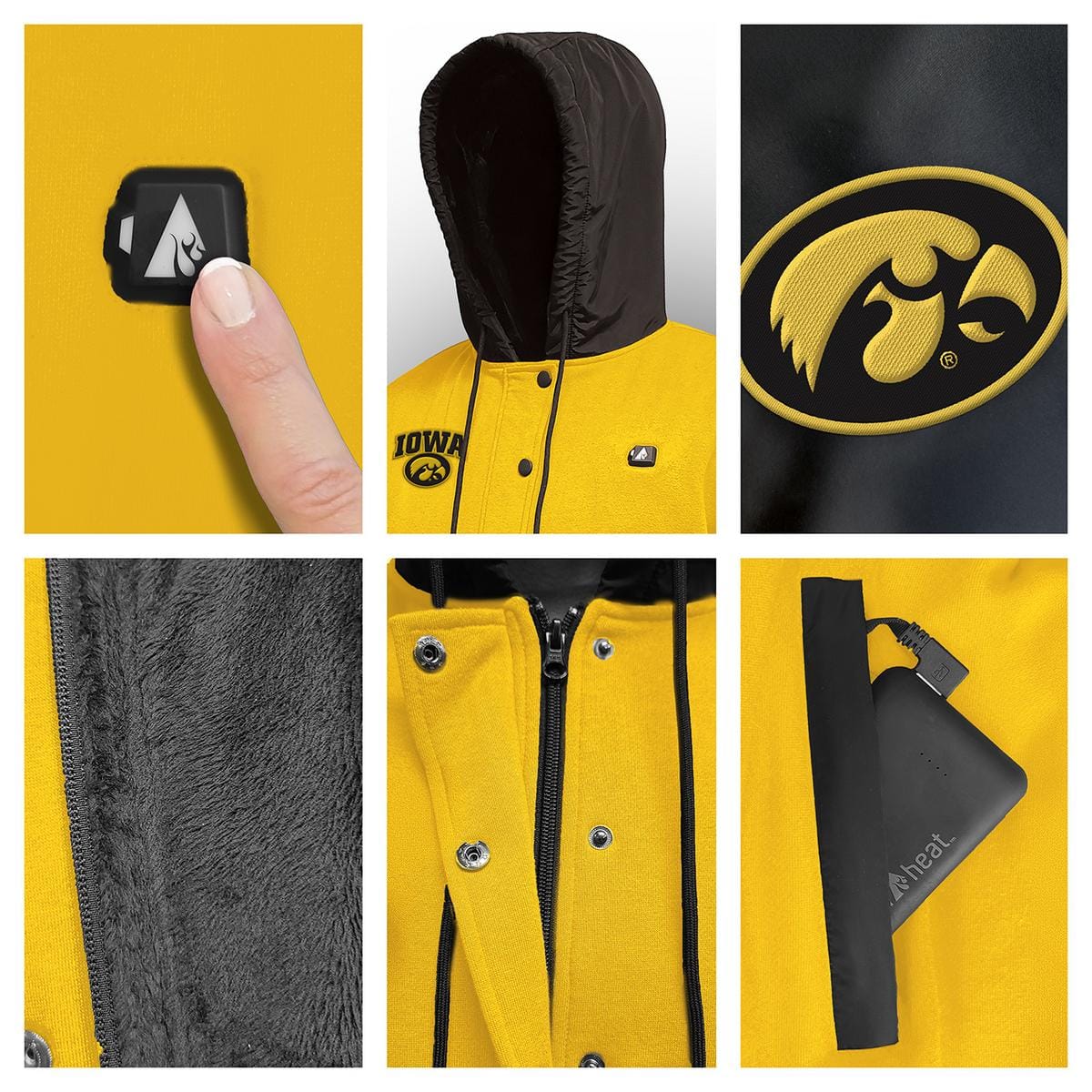 ActionHeat Iowa Hawkeyes 5V Men's Varsity Battery Heated Jacket