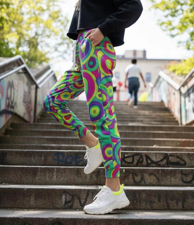 Neon StreetsmArt Graffiti AOP Athletic Joggers for Urban Streetwear Dressers — Vibrant All-Over Print Unisex Activewear, Bold Festival Statement Pants