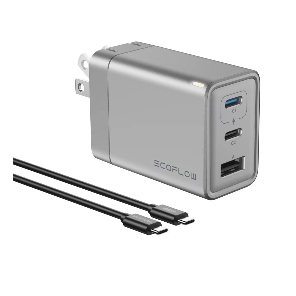 EcoFlow Rapid 65W GaN Charger With 100W Cable Portable Lightweight Multi-Port Universal Fast Charger Type-C Adapter Power Brick