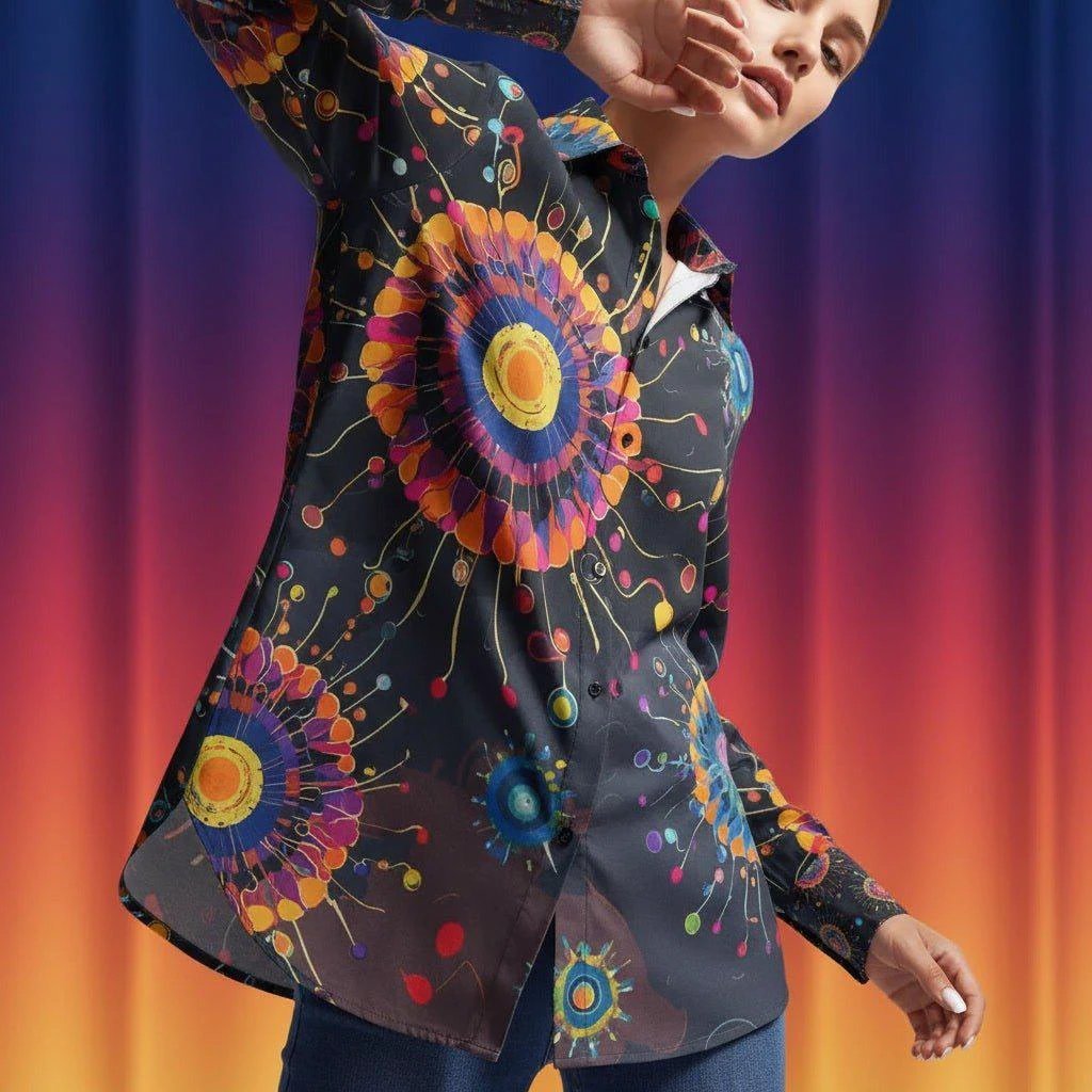 Artisan AOP Cotton Button-Down Shirt | 125gsm Slub Cotton Antibacterial Hawaiian for Resort, Wine Bar & Maximalist Lounging (S–5XL)