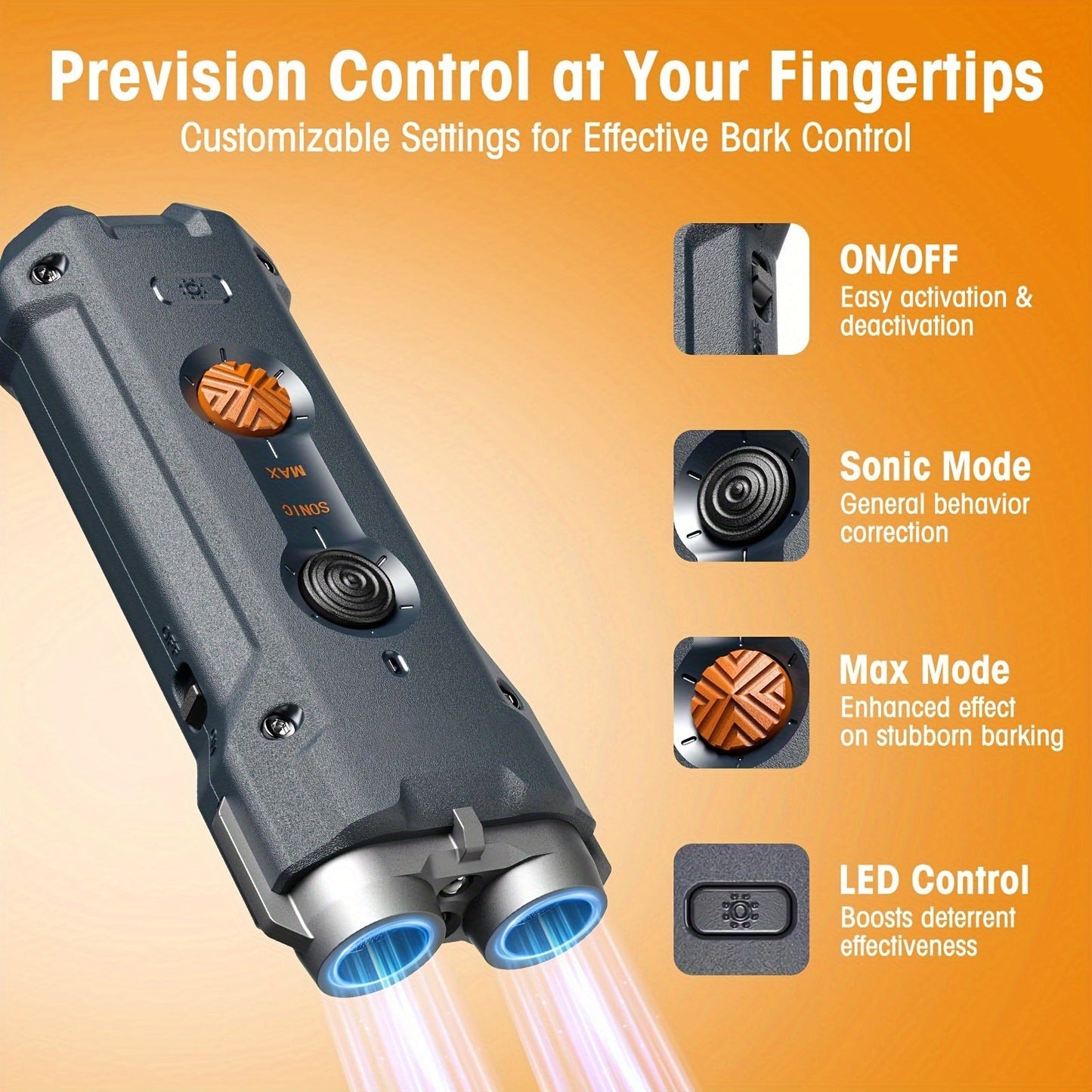 Rechargeable Dog Deterrent Device, Dual Soundwave Technology TJR4D8T