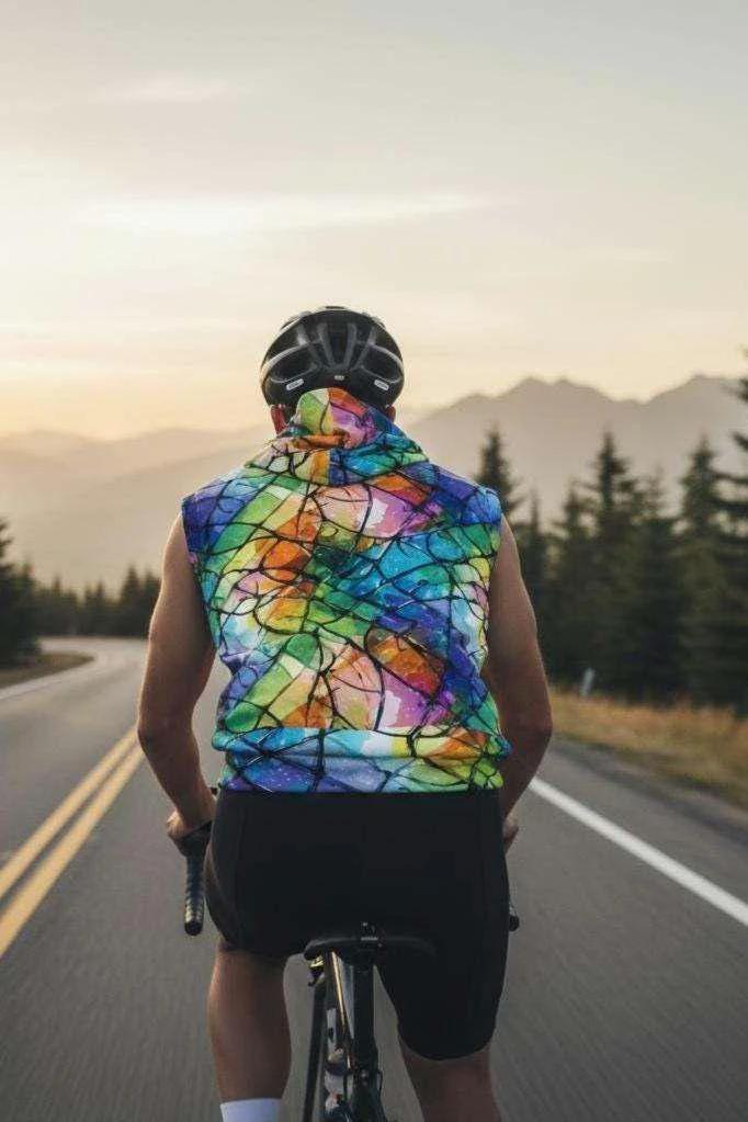 Vibrational Vector Athletic Hoodie - Psychedelic High-Visibility Activewear for Cycling & Outdoor Adventurers