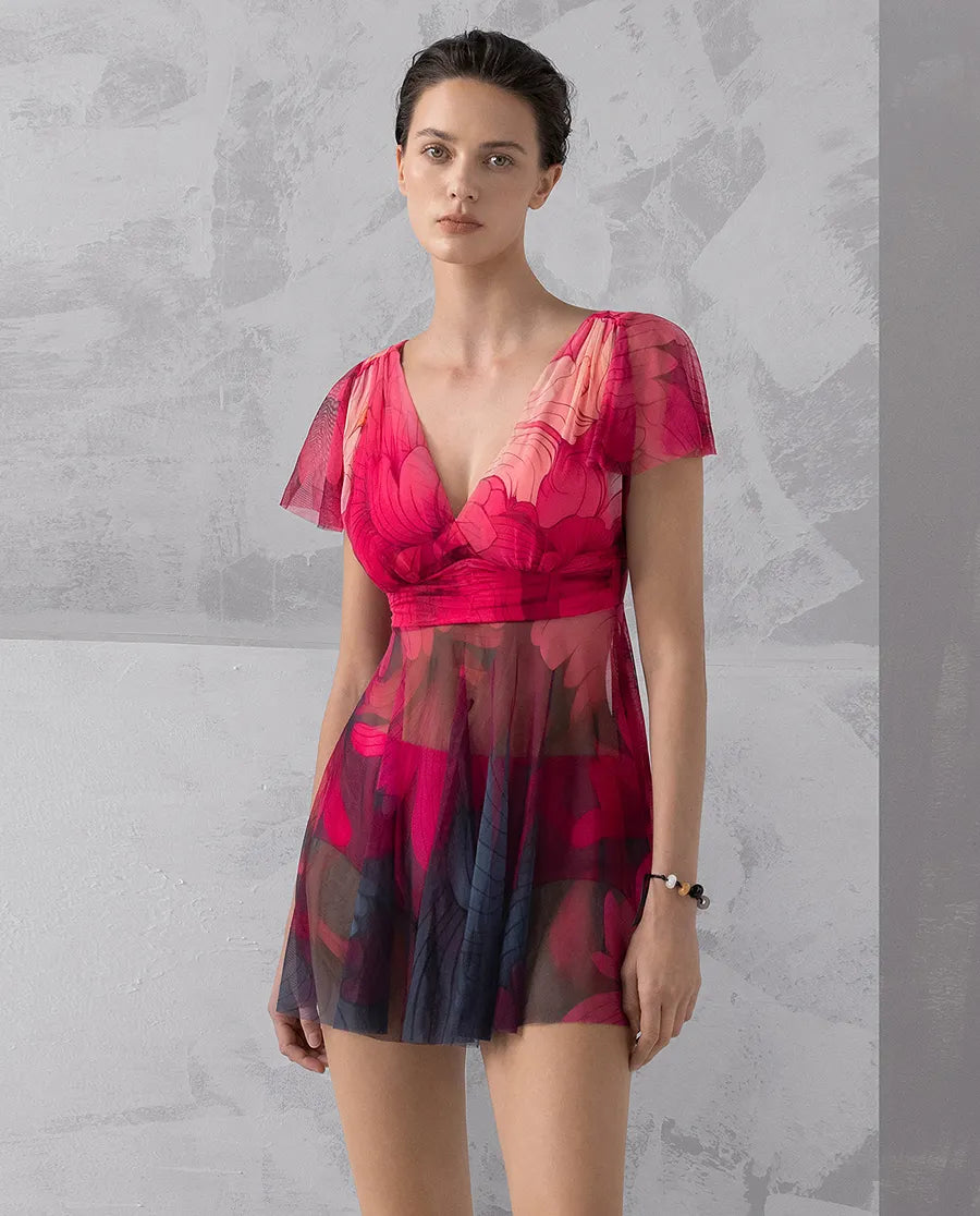 Aimer Vintage Floral Beach Cover-Up