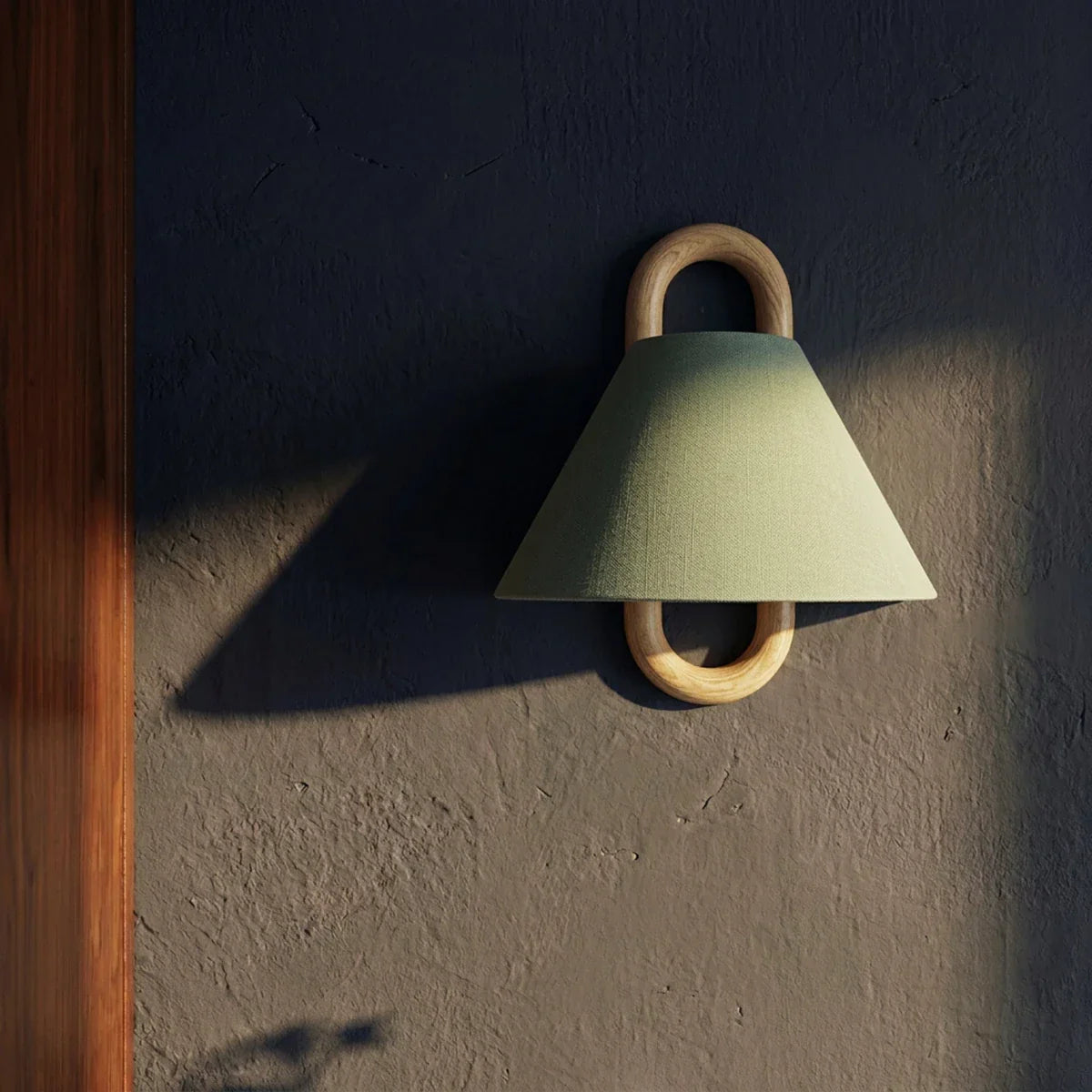 Scandinavian Beech Wood Wall Light With Fabric Shade