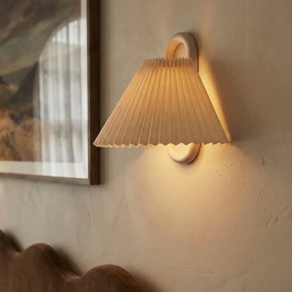 Scandinavian Beech Wood Wall Light With Fabric Shade