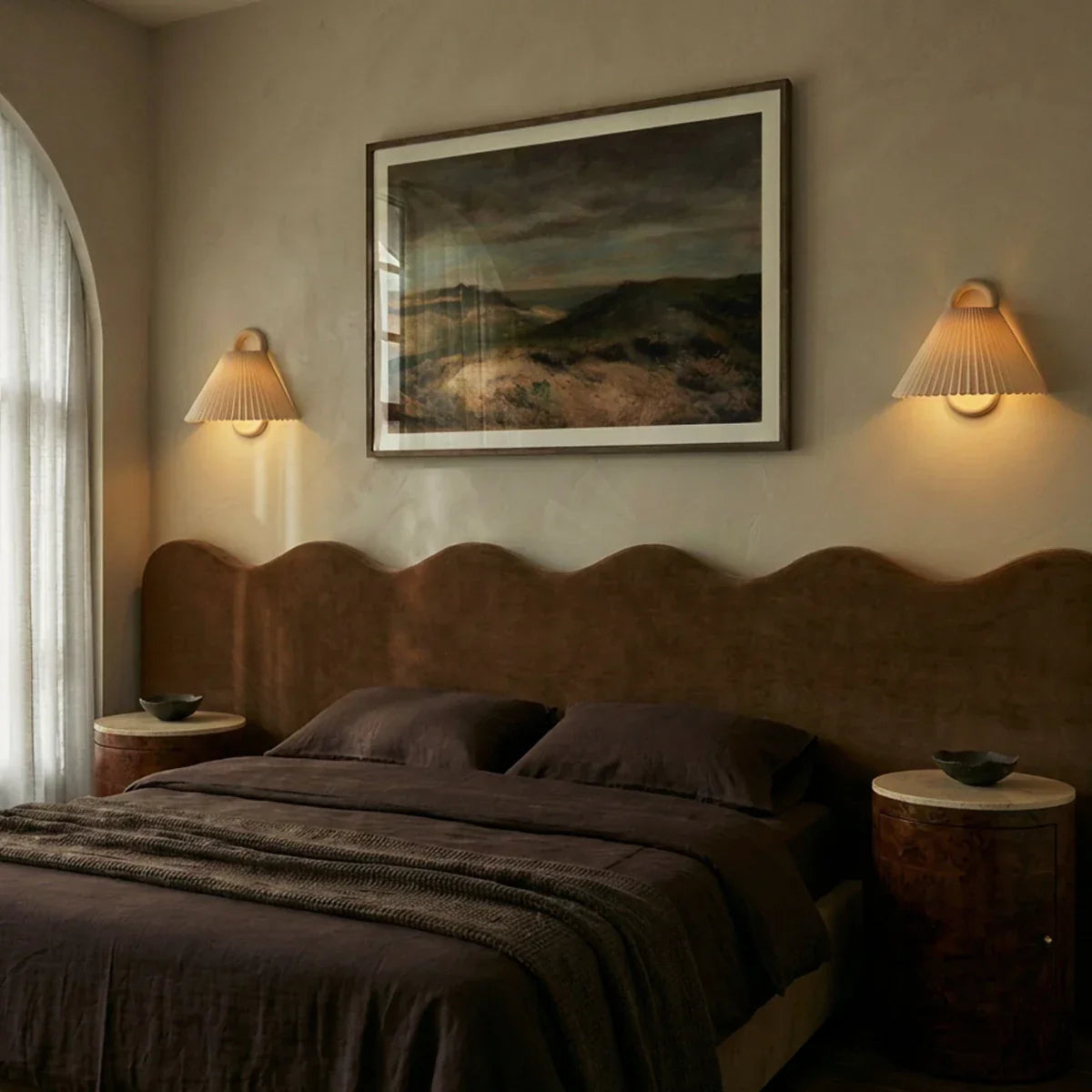 Scandinavian Beech Wood Wall Light With Fabric Shade