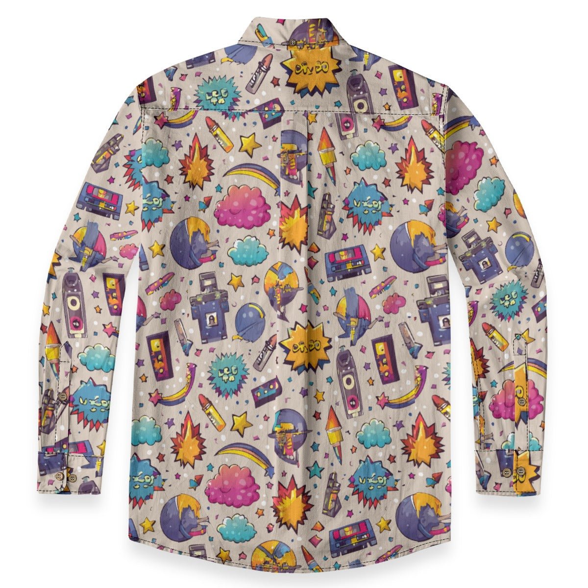 Emoji Expose Collared Shirt for Internet Culture Streetwear Dressers — All-Over Emoji AOP 125gsm Slub Cotton, Lapel Collar Chest Pocket
