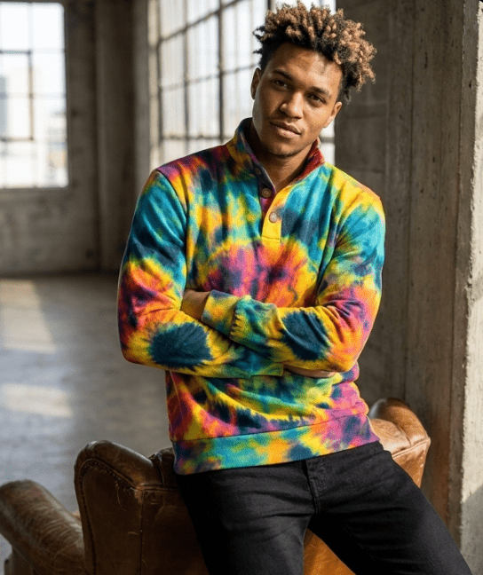 Positive Vibrations Half-Zip for Psychedelic Dressers — Fluid Abstract AOP Pullover, 260gsm Premium Polyester, Festival Statement Layer