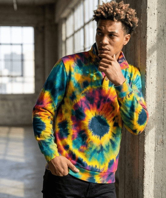 Positive Vibrations Half-Zip for Psychedelic Dressers — Fluid Abstract AOP Pullover, 260gsm Premium Polyester, Festival Statement Layer