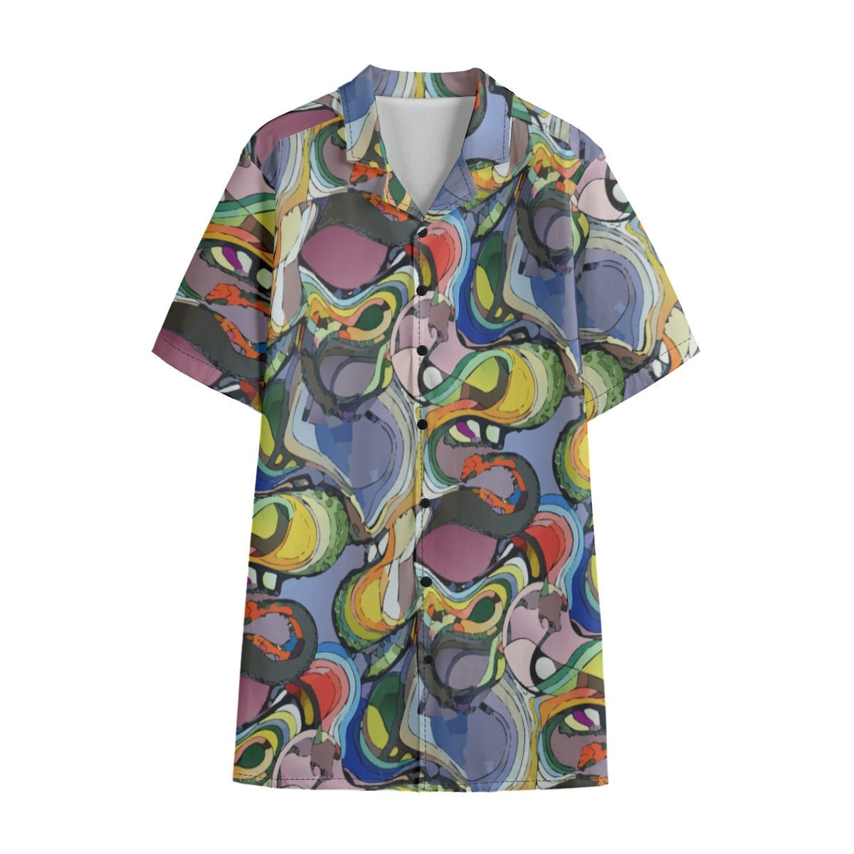 Maximalist AOP Men's Hawaiian Shirt | 115gsm Cotton Poplin Button-Up with Roman Collar — Lightweight Summer Statement for Beach