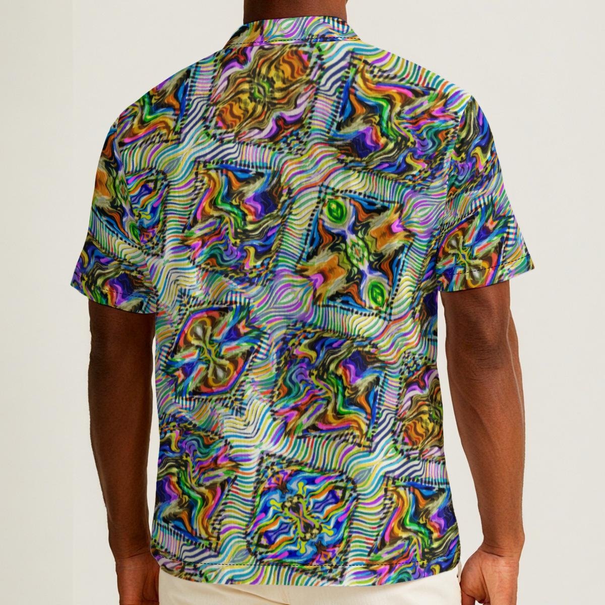 Radial Kaleidoscope AOP Hawaiian Shirt – Green & Purple Trippy Print