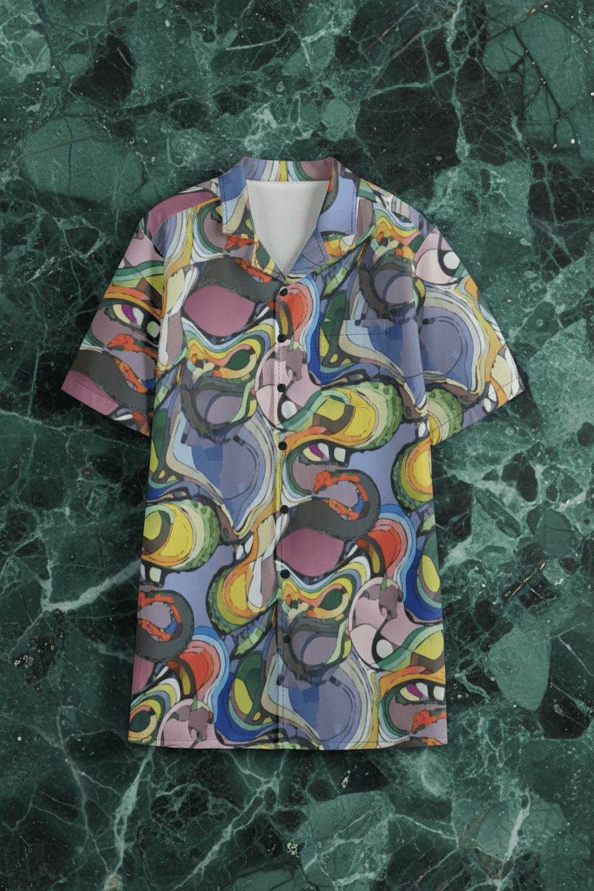 Maximalist AOP Men's Hawaiian Shirt | 115gsm Cotton Poplin Button-Up with Roman Collar — Lightweight Summer Statement for Beach