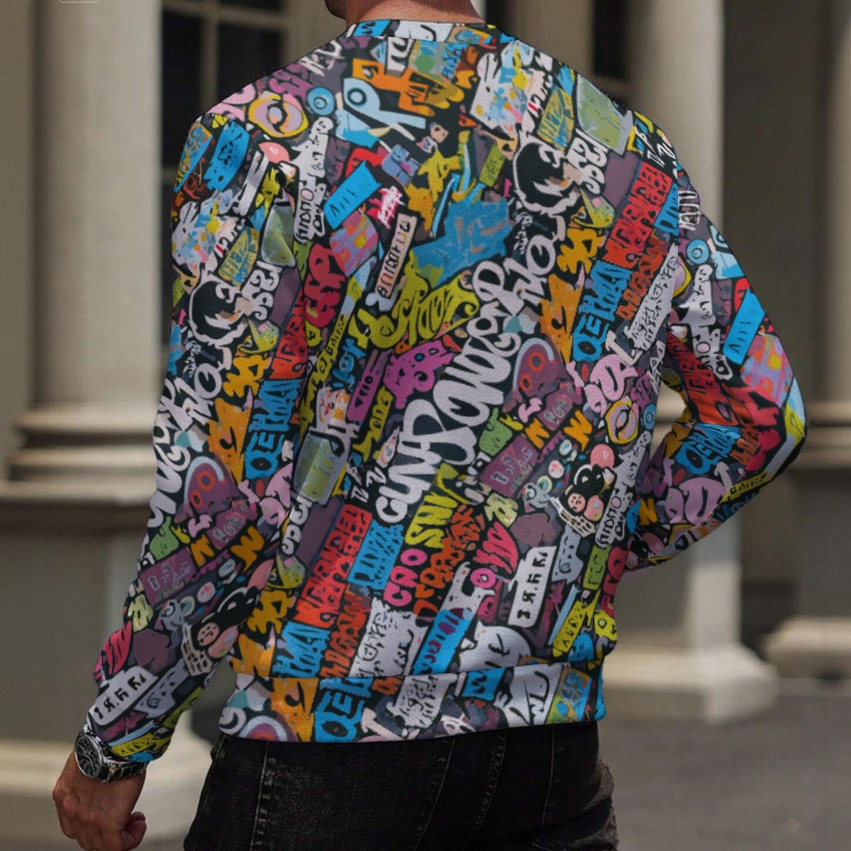 Maximalist AOP Heavy Fleece Men's Sweatshirt | 480gsm Fur-Lined Pullover — Cold-Weather Statement Streetwear for Festival