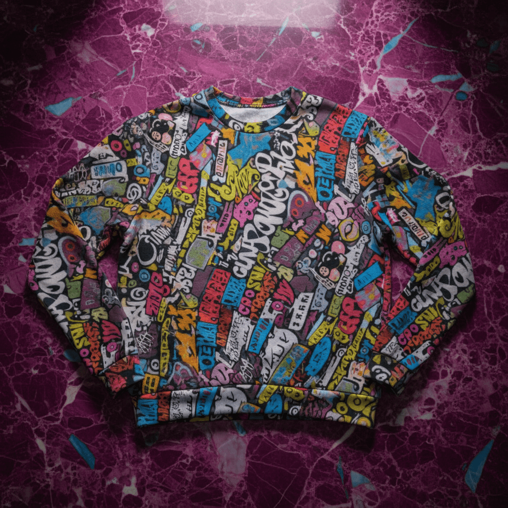 Maximalist AOP Heavy Fleece Men's Sweatshirt | 480gsm Fur-Lined Pullover — Cold-Weather Statement Streetwear for Festival