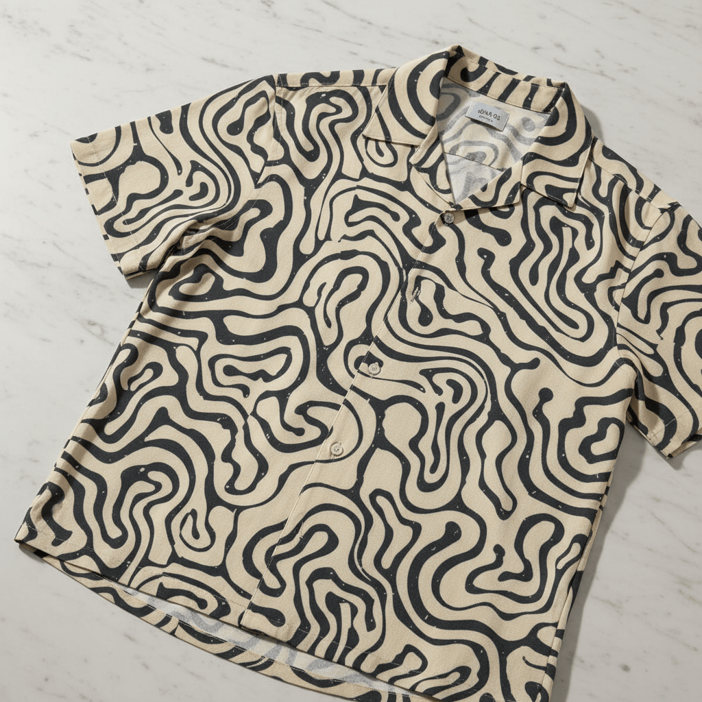 Vivid Abstract AOP Men's Silk-Feel Shirt | Maximalist All-Over Print Summer Top