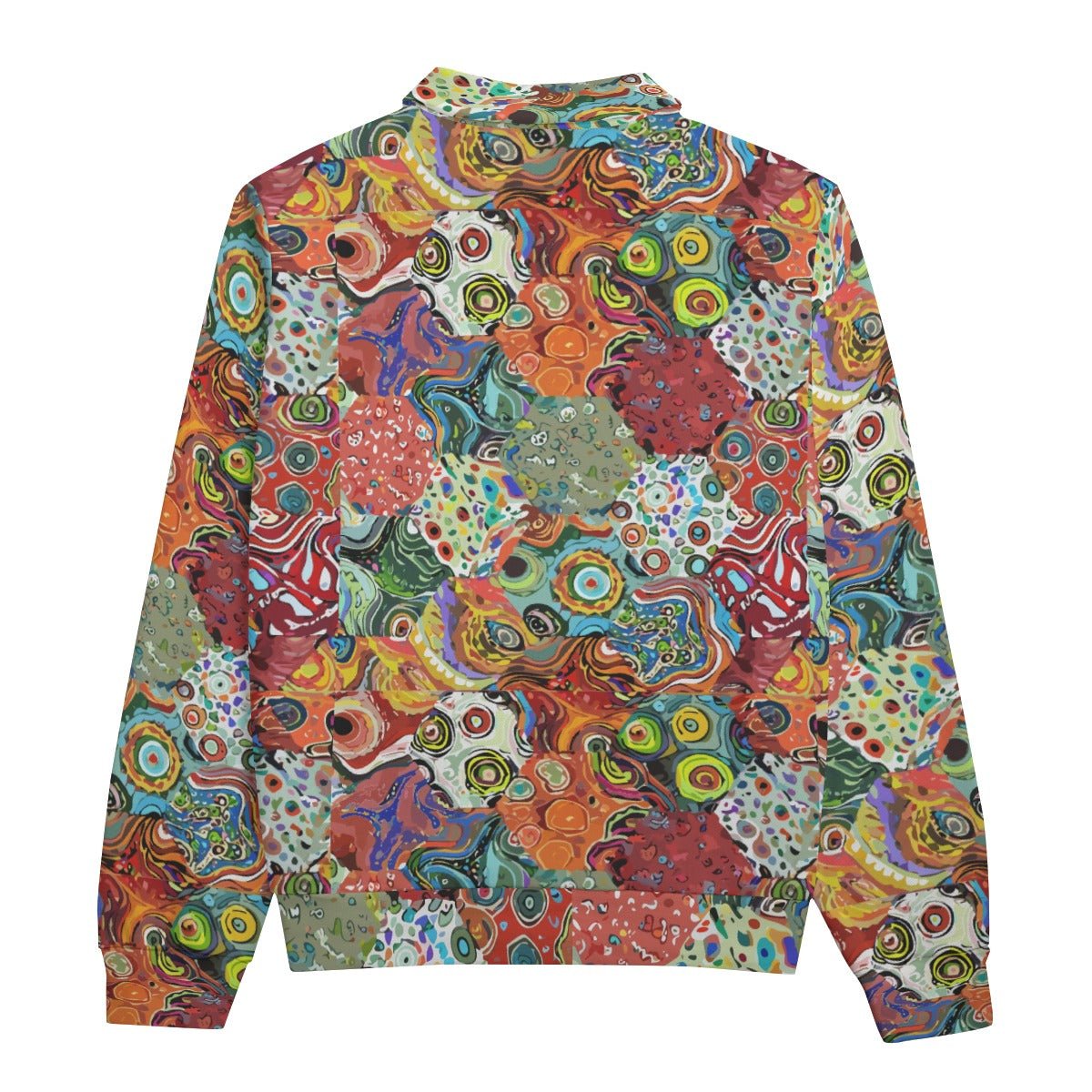 Retro Bloom Doodle Half-Zip Collar Sweatshirt — Dense 70s Floral AOP Statement Top for Maximalist Dressers