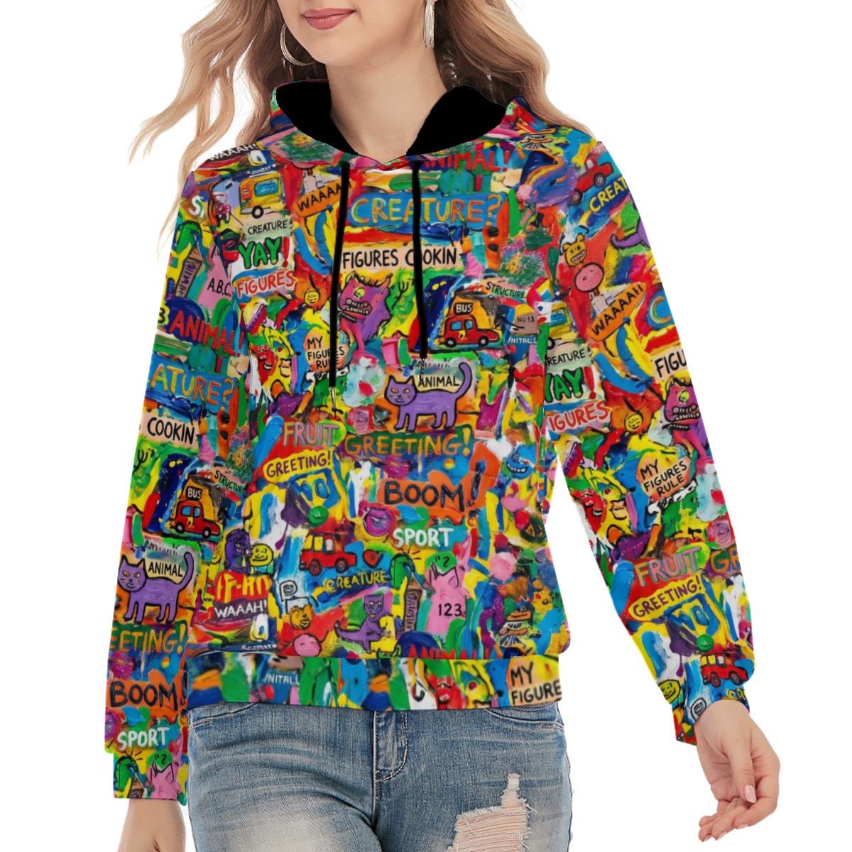 Sticker Riot AOP Pullover Hoodie — Dense Street Collage 310gsm Cotton Heavyweight for Maximalist Heads