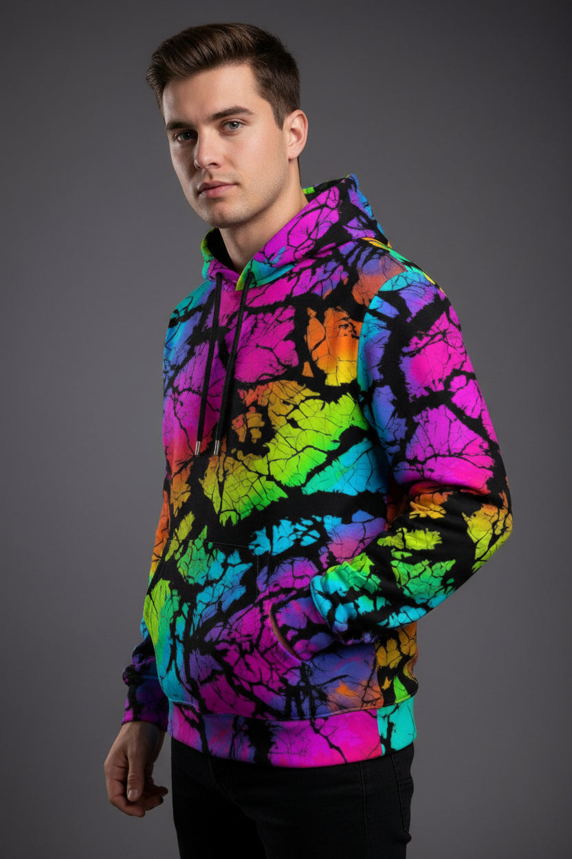 Dreadful Thorns Botanical Dark Hoodie for Nature Noir Dressers — 310gsm 100% Cotton AOP Unisex, Razor Thorn Print Full-Bleed