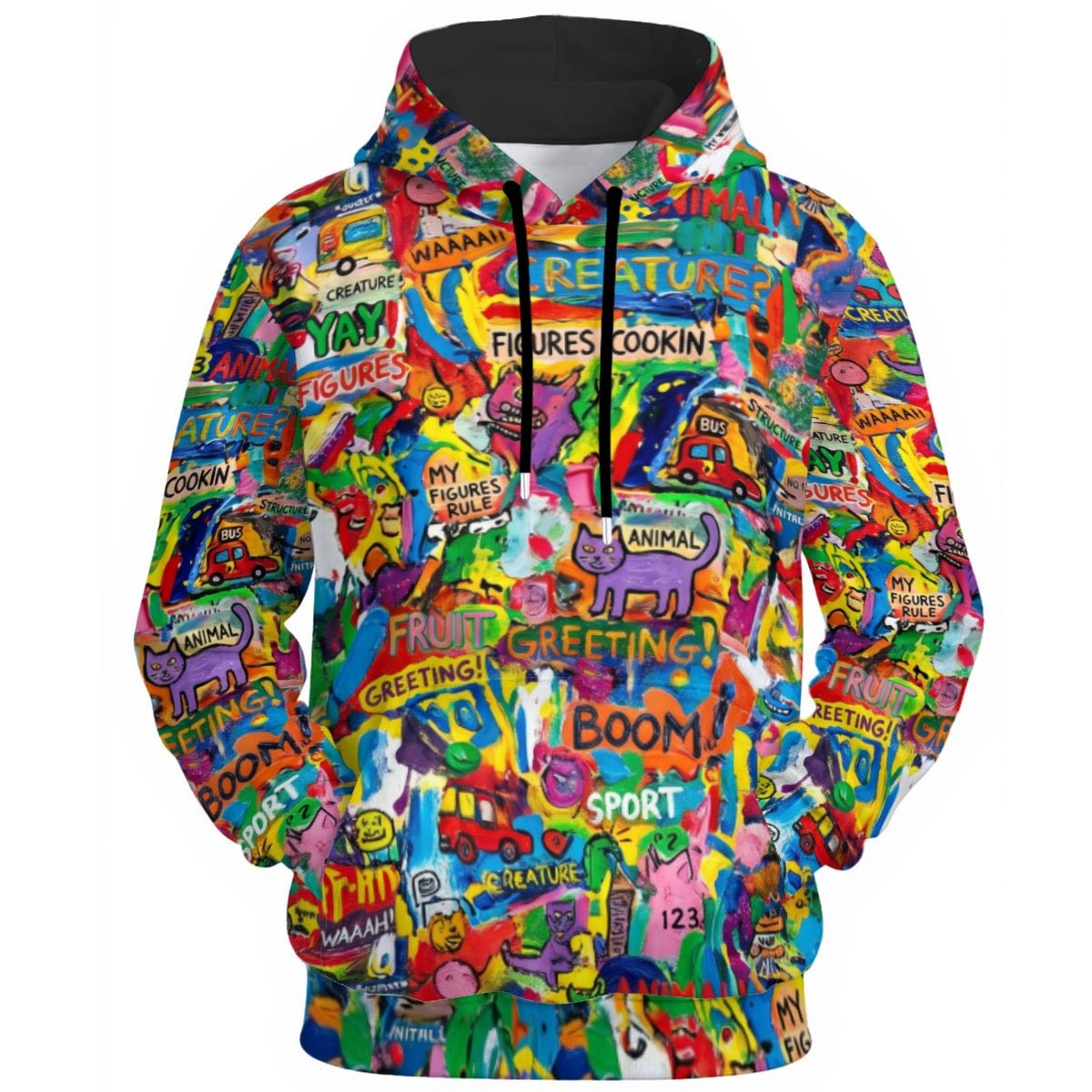 Sticker Riot AOP Pullover Hoodie — Dense Street Collage 310gsm Cotton Heavyweight for Maximalist Heads