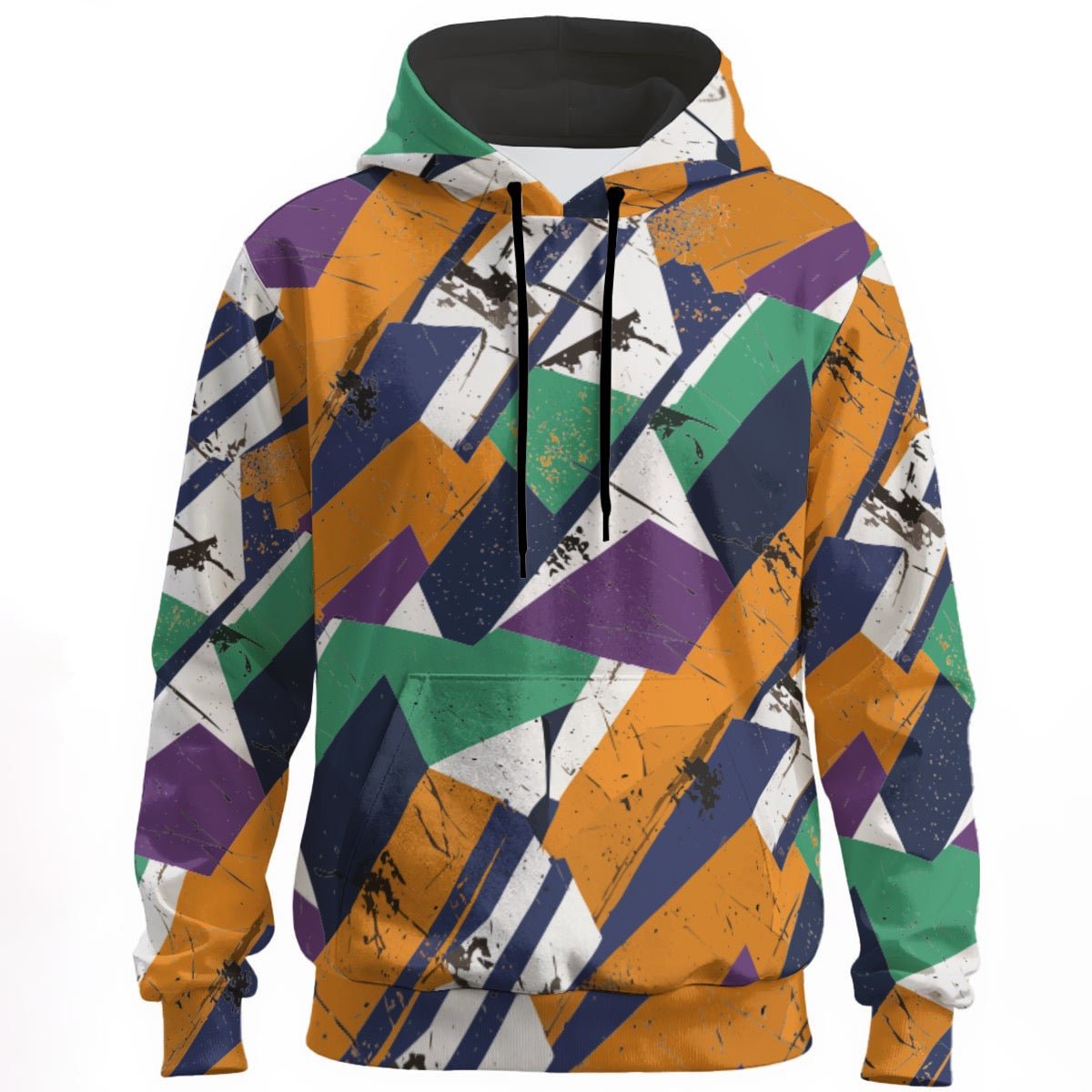 Agent Orange Geometric Hoodie for Bold Streetwear Collectors — 310gsm Cotton AOP Pullover, High-Voltage Geometry, Heavyweight Art-First Hoodie