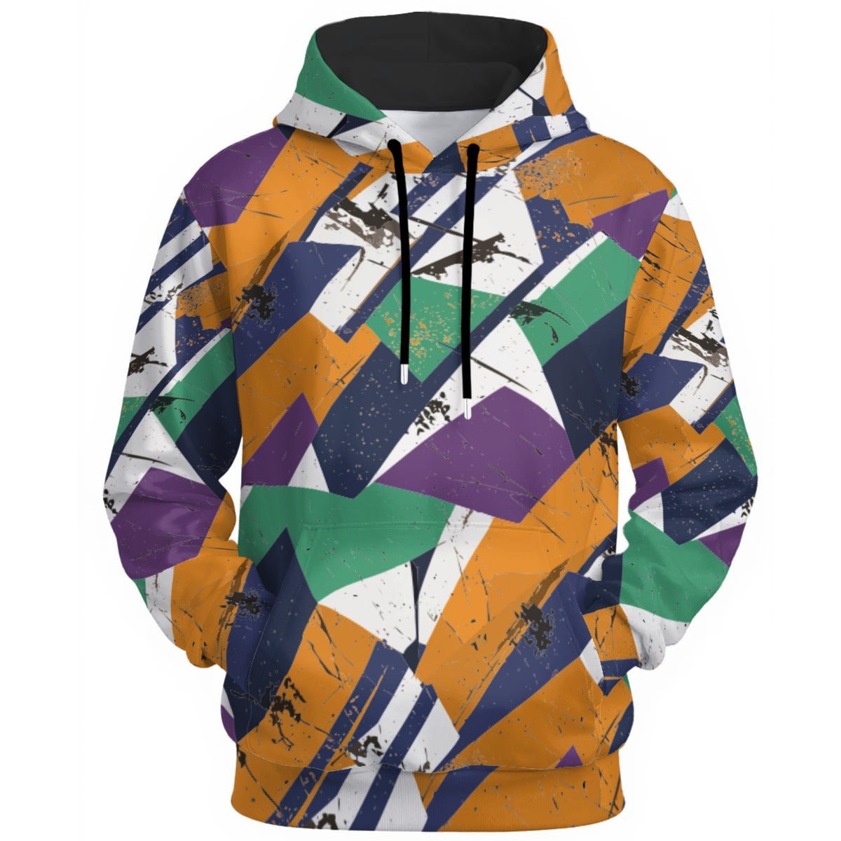 Agent Orange Geometric Hoodie for Bold Streetwear Collectors — 310gsm Cotton AOP Pullover, High-Voltage Geometry, Heavyweight Art-First Hoodie