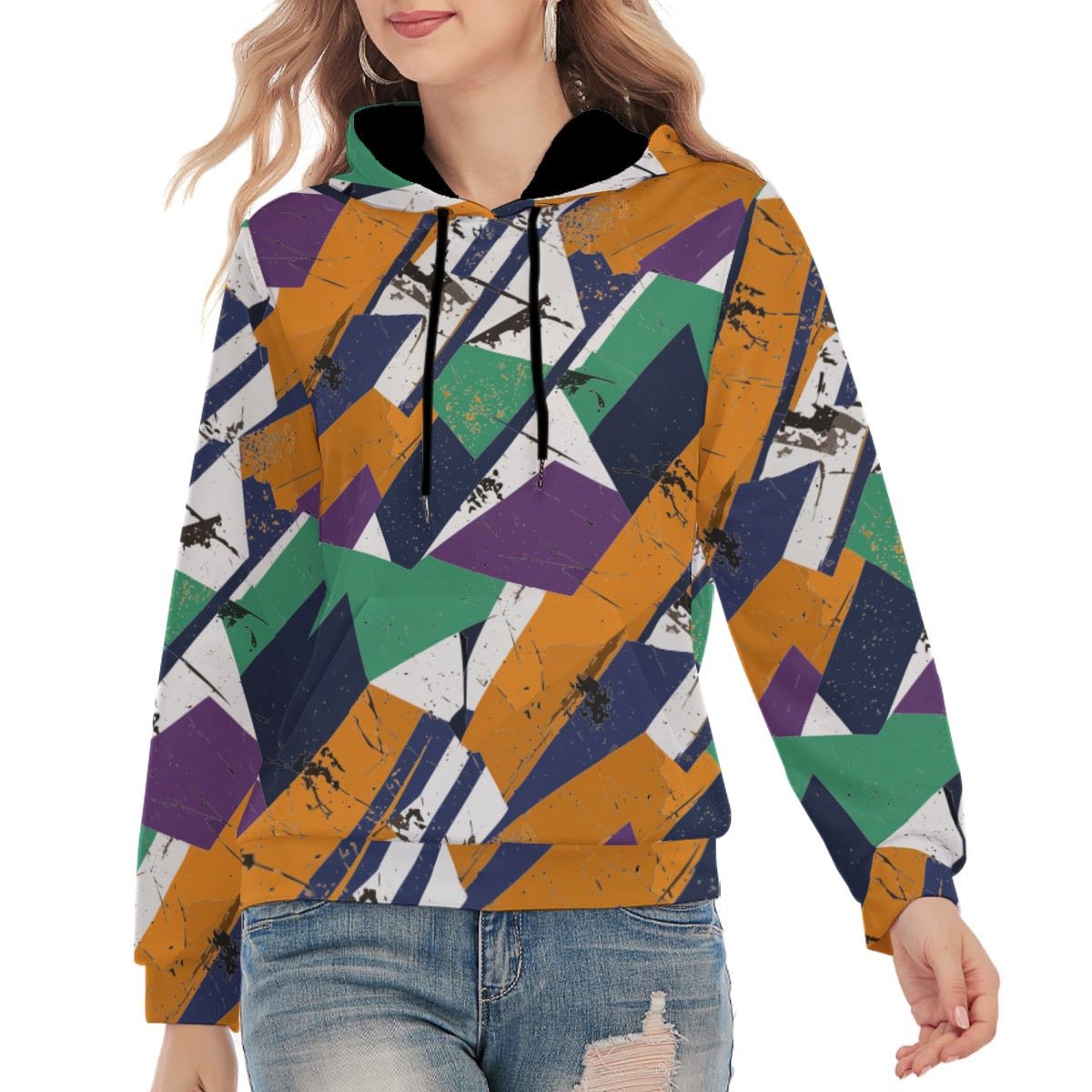 Agent Orange Geometric Hoodie for Bold Streetwear Collectors — 310gsm Cotton AOP Pullover, High-Voltage Geometry, Heavyweight Art-First Hoodie