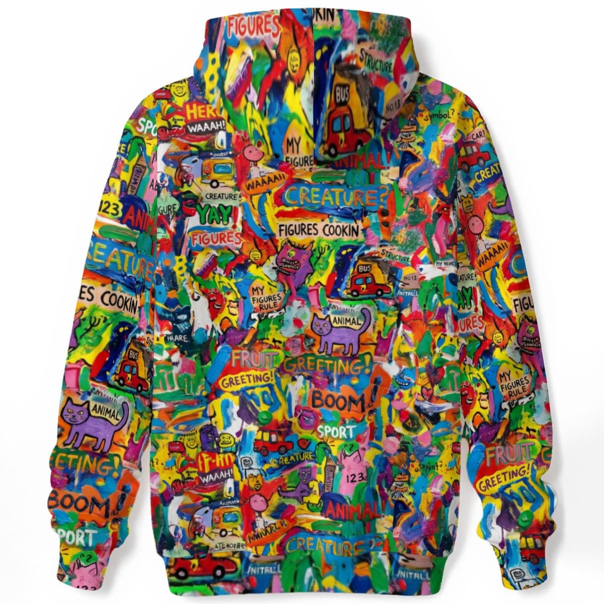 Sticker Riot AOP Pullover Hoodie — Dense Street Collage 310gsm Cotton Heavyweight for Maximalist Heads