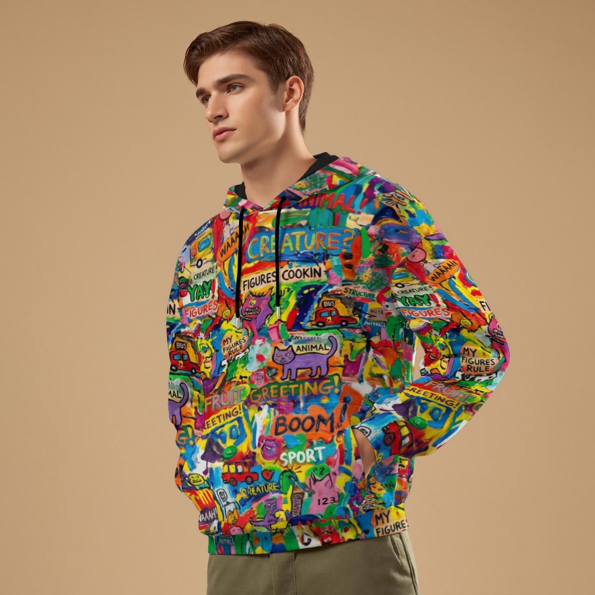 Sticker Riot AOP Pullover Hoodie — Dense Street Collage 310gsm Cotton Heavyweight for Maximalist Heads
